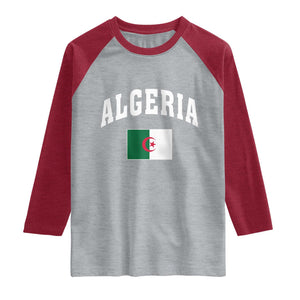 Classic Algeria Varsity Athletic Style Raglan Shirt Proud Patriotic Algerian Flag