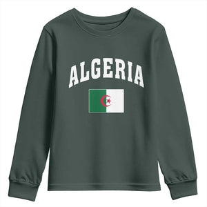 Classic Algeria Varsity Athletic Style Youth Sweatshirt Proud Patriotic Algerian Flag