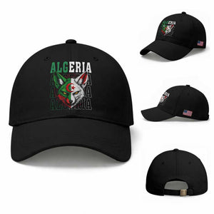 Algerian Fennec Fox Face Algeria National Flag Graphic Baseball Cap Proud North African Desert Animal