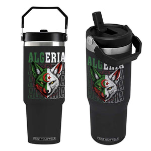 Algerian Fennec Fox Face Algeria National Flag Graphic Flip Straw Tumbler Proud North African Desert Animal TS02 One Size: 30 oz Black Print Your Wear