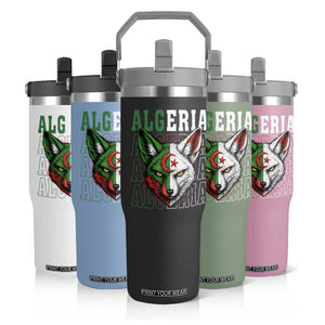 Algerian Fennec Fox Face Algeria National Flag Graphic Flip Straw Tumbler Proud North African Desert Animal TS02 Print Your Wear