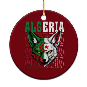 Algerian Fennec Fox Face Algeria National Flag Graphic Ceramic Ornament Proud North African Desert Animal