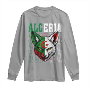 Algerian Fennec Fox Face Algeria National Flag Graphic Long Sleeve Shirt Proud North African Desert Animal
