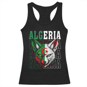 Algerian Fennec Fox Face Algeria National Flag Graphic Racerback Tank Top Proud North African Desert Animal