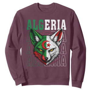 Algerian Fennec Fox Face Algeria National Flag Graphic Sweatshirt Proud North African Desert Animal