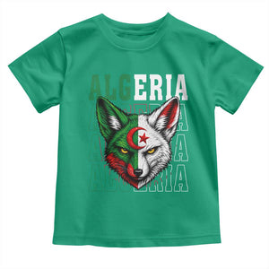 Algerian Fennec Fox Face Algeria National Flag Graphic Toddler T Shirt Proud North African Desert Animal