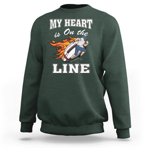 Football Mom Sweatshirt My Heart Is On That Line Rugby Player TS02 Dark Forest Green Printyourwear