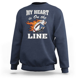 Football Mom Sweatshirt My Heart Is On That Line Rugby Player TS02 Navy Printyourwear