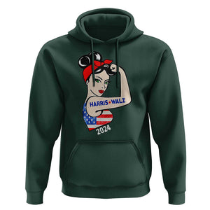 Harris Walz 2024 Hoodie Kamala Tim TS02 Dark Forest Green Print Your Wear
