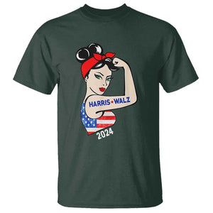 Harris Walz 2024 T Shirt Kamala Tim TS02 Dark Forest Green Print Your Wear