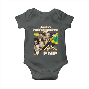 Jamaica People's National Party PNP Supporter Baby Onesie Patriotic Political Leaders Tribute Jamaican Flag TS02 Dark Heather Print Your Wear
