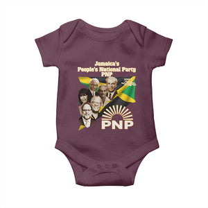 Jamaica People's National Party PNP Supporter Baby Onesie Patriotic Political Leaders Tribute Jamaican Flag TS02 Maroon Print Your Wear