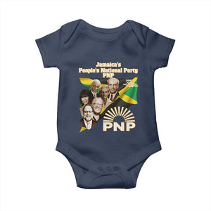 Jamaica People's National Party PNP Supporter Baby Onesie Patriotic Political Leaders Tribute Jamaican Flag TS02 Navy Print Your Wear