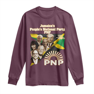 Jamaica People's National Party PNP Supporter Long Sleeve Shirt Patriotic Political Leaders Tribute Jamaican Flag TS02 Maroon Print Your Wear