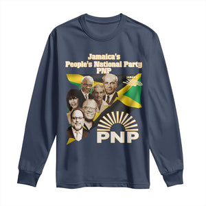 Jamaica People's National Party PNP Supporter Long Sleeve Shirt Patriotic Political Leaders Tribute Jamaican Flag TS02 Navy Print Your Wear
