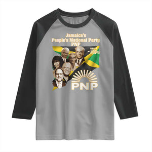Jamaica People's National Party PNP Supporter Raglan Shirt Patriotic Political Leaders Tribute Jamaican Flag TS02 Sport Gray Black Print Your Wear