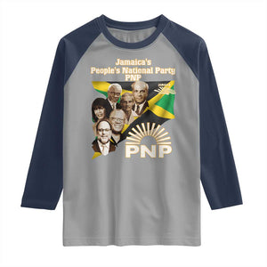 Jamaica People's National Party PNP Supporter Raglan Shirt Patriotic Political Leaders Tribute Jamaican Flag TS02 Sport Gray Navy Print Your Wear