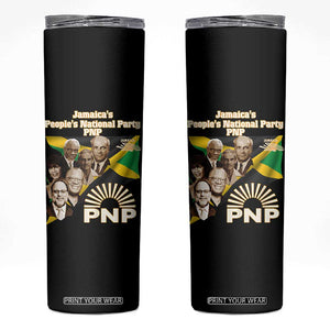 Jamaica People's National Party PNP Supporter Skinny Tumbler Patriotic Political Leaders Tribute Jamaican Flag TS02 Black Print Your Wear