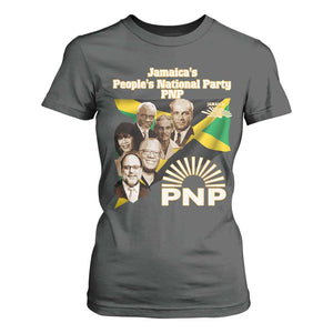 Jamaica People's National Party PNP Supporter T Shirt For Women Patriotic Political Leaders Tribute Jamaican Flag TS02 Dark Heather Print Your Wear