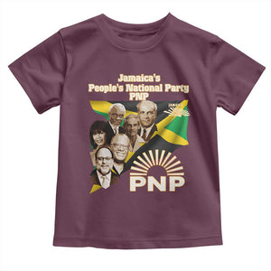 Jamaica People's National Party PNP Supporter Toddler T Shirt Patriotic Political Leaders Tribute Jamaican Flag TS02 Maroon Print Your Wear