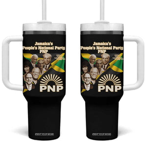 Jamaica People's National Party PNP Supporter Tumbler With Handle Patriotic Political Leaders Tribute Jamaican Flag TS02 One Size: 40 oz Black Print Your Wear