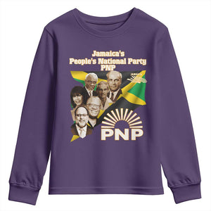 Jamaica People's National Party PNP Supporter Youth Sweatshirt Patriotic Political Leaders Tribute Jamaican Flag TS02 Purple Print Your Wear