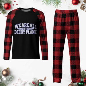 We Are All On The Decoy Plane Theories Aviator Wings Blue Plaid Pajama Set Funny Satirical Meme Conspiracy Commentary