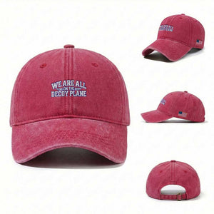 We Are All On The Decoy Plane Theories Aviator Wings Blue Washed Cotton Baseball Cap Funny Satirical Meme Conspiracy Commentary