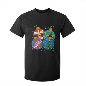 Retro Groovy Merry Christmas Ornament Ho Ho Ho T Shirt For Kid TS02 Black Print Your Wear