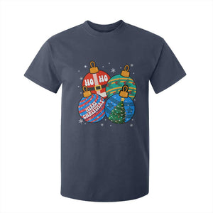 Retro Groovy Merry Christmas Ornament Ho Ho Ho T Shirt For Kid TS02 Navy Print Your Wear