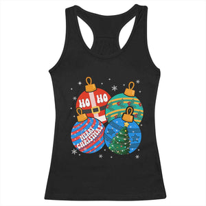 Retro Groovy Merry Christmas Ornament Ho Ho Ho Racerback Tank Top TS02 Black Print Your Wear