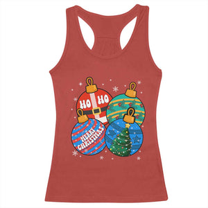 Retro Groovy Merry Christmas Ornament Ho Ho Ho Racerback Tank Top TS02 Red Print Your Wear