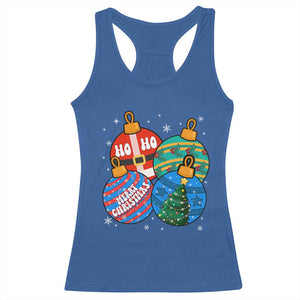 Retro Groovy Merry Christmas Ornament Ho Ho Ho Racerback Tank Top TS02 Royal Blue Print Your Wear