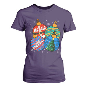 Retro Groovy Merry Christmas Ornament Ho Ho Ho T Shirt For Women TS02 Purple Print Your Wear