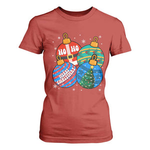 Retro Groovy Merry Christmas Ornament Ho Ho Ho T Shirt For Women TS02 Red Print Your Wear