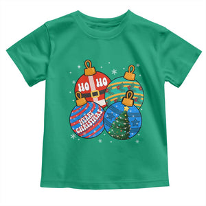 Retro Groovy Merry Christmas Ornament Ho Ho Ho Toddler T Shirt TS02 Irish Green Print Your Wear