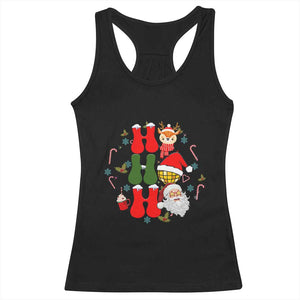 Retro Groovy Christmas Ho Ho Ho Reindeer Disco Ball Santa Xmas Racerback Tank Top TS02 Black Print Your Wear