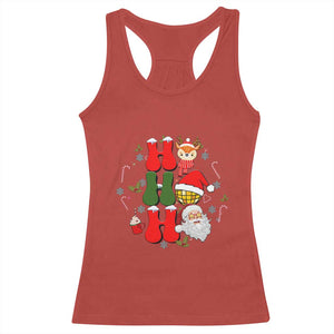 Retro Groovy Christmas Ho Ho Ho Reindeer Disco Ball Santa Xmas Racerback Tank Top TS02 Red Print Your Wear