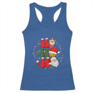 Retro Groovy Christmas Ho Ho Ho Reindeer Disco Ball Santa Xmas Racerback Tank Top TS02 Royal Blue Print Your Wear
