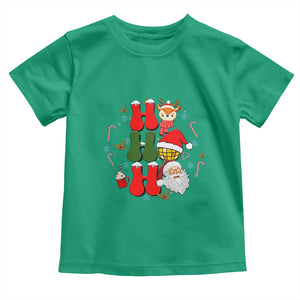 Retro Groovy Christmas Ho Ho Ho Reindeer Disco Ball Santa Xmas Toddler T Shirt TS02 Irish Green Print Your Wear