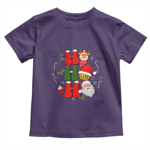 Retro Groovy Christmas Ho Ho Ho Reindeer Disco Ball Santa Xmas Toddler T Shirt TS02 Purple Print Your Wear