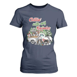 Gnome Christmas T Shirt For Women Chillin With My Gnomies Xmas Truck TS02 Navy Print Your Wear