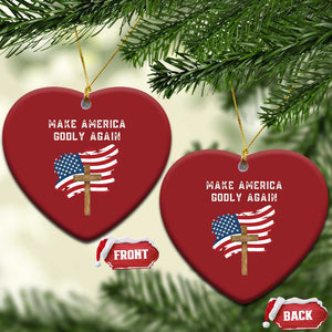 Christian Faith Christmas Ornament Make America Godly Again American Flag TS02 Heart Red Print Your Wear