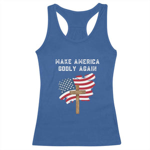 Christian Faith Racerback Tank Top Make America Godly Again American Flag TS02 Royal Blue Print Your Wear