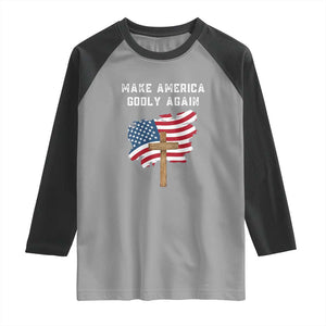 Christian Faith Raglan Shirt Make America Godly Again American Flag TS02 Sport Gray Black Print Your Wear