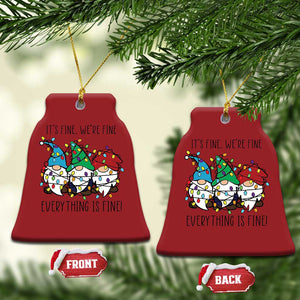 Xmas Gnomies Christmas Ornament It's Fine I'm Fine Everything Is Fine TS02 Bell Flake Red Print Your Wear
