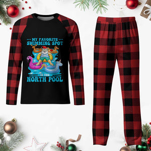 Christmas In July Relaxing Santa Plaid Pajama Set My Favorite Swimming Spot Is The North Pole TS02 Buffalo Plaid Print Your Wear
