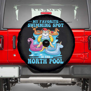 Christmas In July Relaxing Santa Spare Tire Cover My Favorite Swimming Spot Is The North Pole TS02 Black Print Your Wear