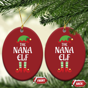 Xmas The Nana Elf Christmas Ornament Funny Grandma Xmas Family Matching TS02 Oval Red Print Your Wear