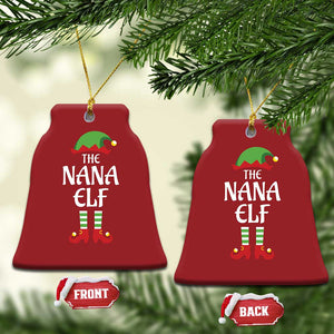 Xmas The Nana Elf Christmas Ornament Funny Grandma Xmas Family Matching TS02 Bell Flake Red Print Your Wear